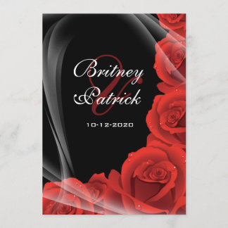 Invitations noires et rouges aux mariages