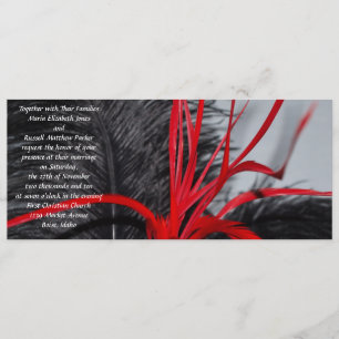 Invitations noires et rouges de mariage de plume