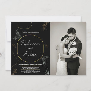 Invitations noires foncées de mariage avec photo