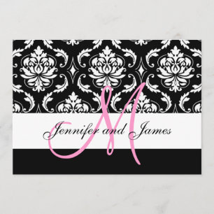 Invitations noires personnalisées de mariage
