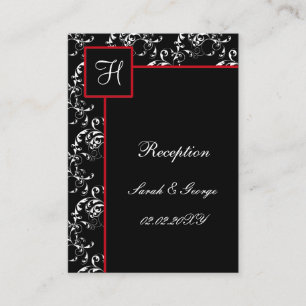 Invitations noires rouges de mariage damassé