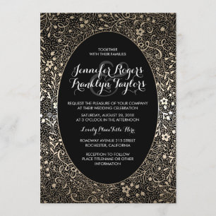 Invitations noires vintages florales de mariage