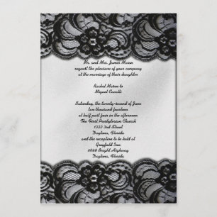 Invitations noirs et blancs de dentelle