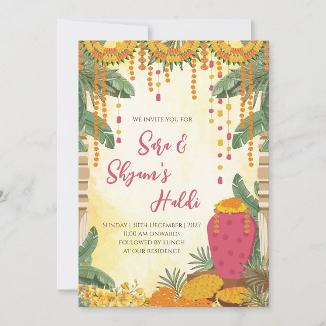 Invitations numériques Haldi Pithi (Devant)