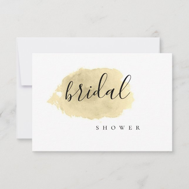 Invitations nuptiales de douche d'aquarelle d'or (Devant)