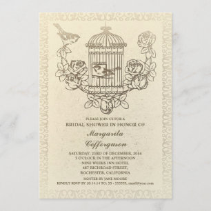 invitations nuptiales de douche de cage à oiseaux