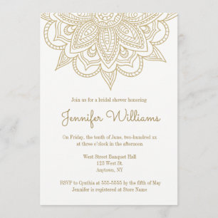 Invitations nuptiales de douche de mandala d'or
