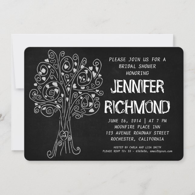 invitations nuptiales de douche de tableau d'arbre (Devant)