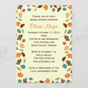 Invitations nuptiales de wedding shower de feuille