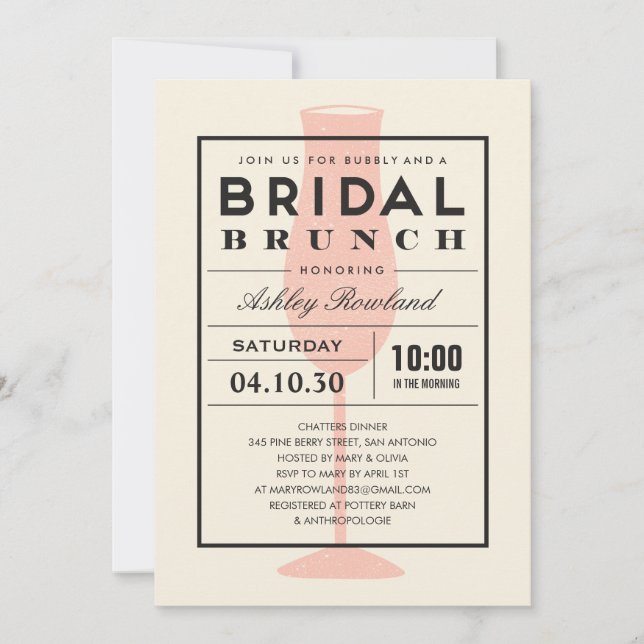 Invitations nuptiales modernes de brunch (Devant)