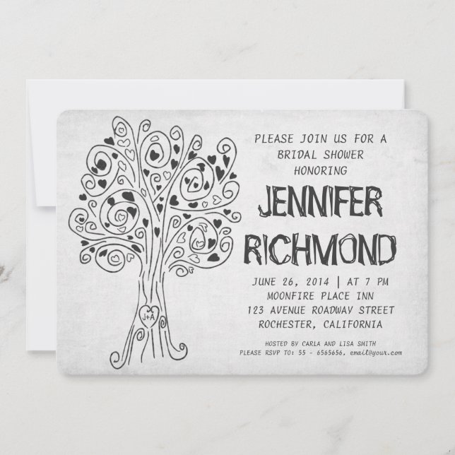 invitations nuptiales modernes de douche d'arbre (Devant)
