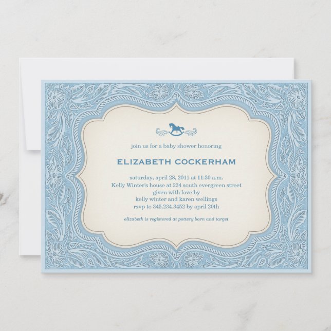 Invitations occidentales de baby shower de cowboy (Devant)