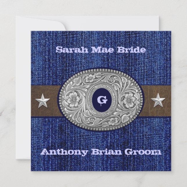 Invitations occidentales de mariage - 5,25" x (Devant)
