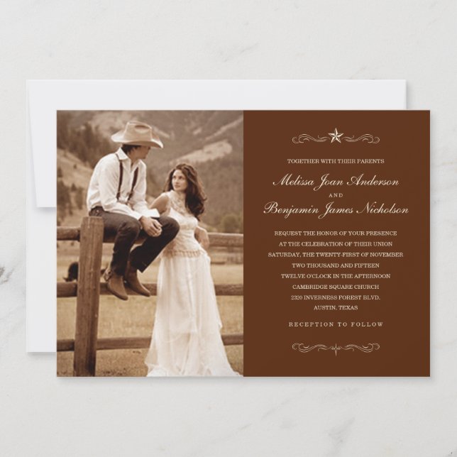 Invitations occidentales de mariage de photo de (Devant)