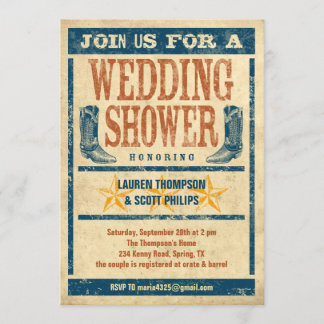 Invitations occidentales de wedding shower