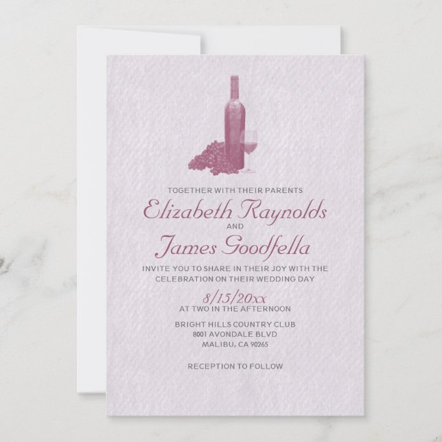 Invitations officielles de mariage de bouteilles d (Devant)