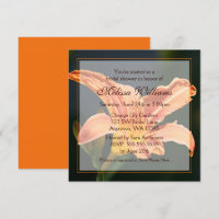 Invitations oranges de Fête de la mariée de lis