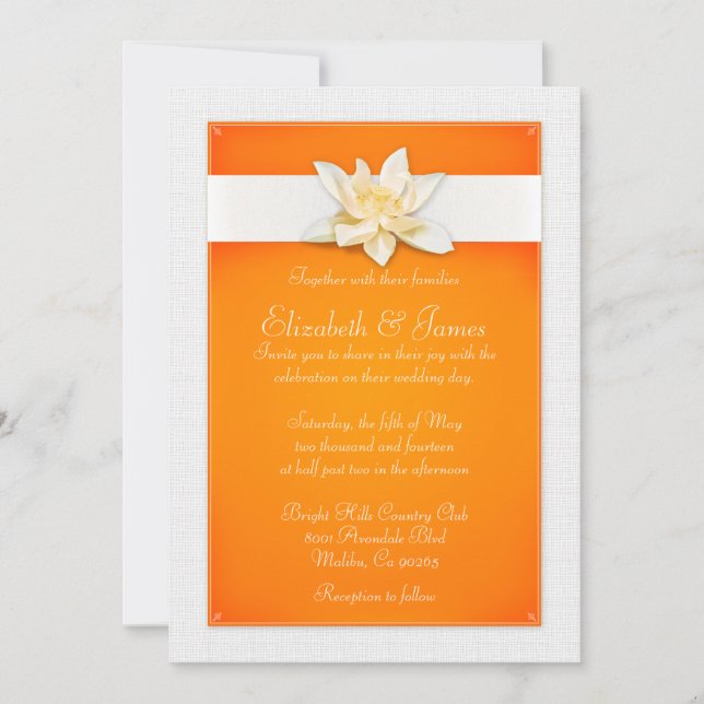 Invitations oranges de mariage (Devant)