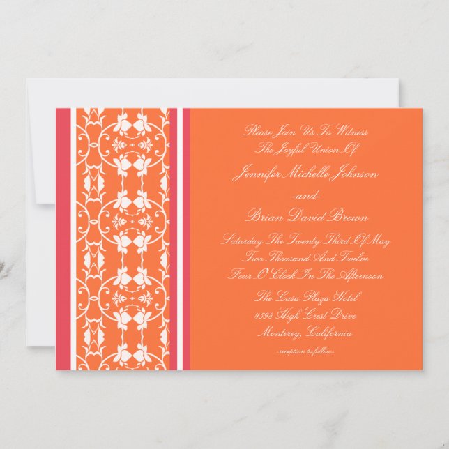 Invitations oranges de mariage de framboise de (Devant)