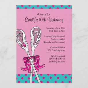 Invitations orientées d'anniversaire de lacrosse