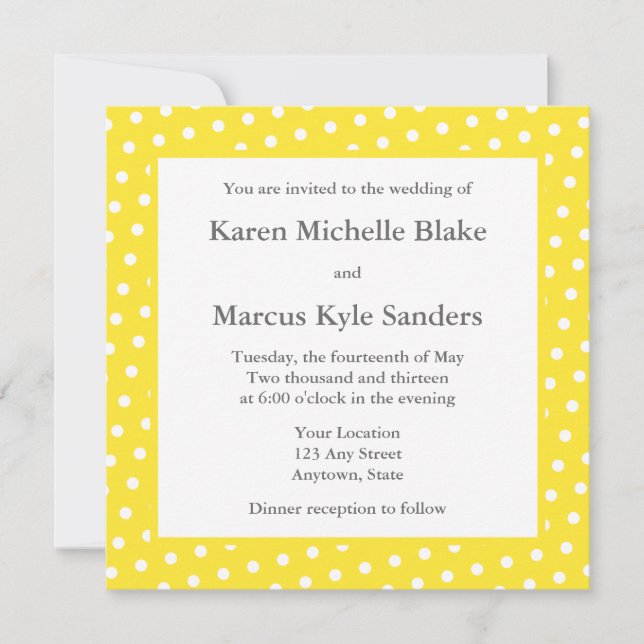 Invitations ou annonces de mariage d'Carrés jaunes (Devant)