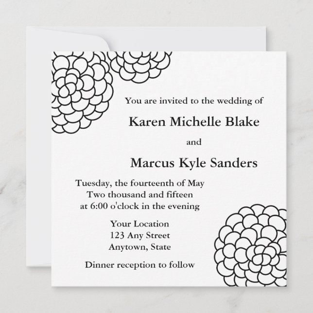 Invitations ou annonces de mariage de Carrés noirs (Devant)