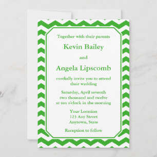 Invitations ou annonces de mariage Green Chevron
