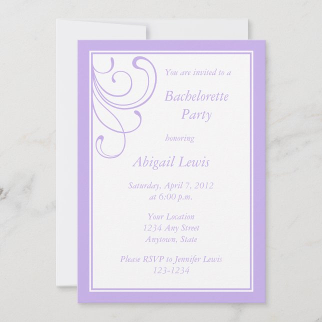 Invitations ou annonces en violet léger personnali (Devant)