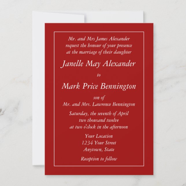 Invitations ou annonces personnalisées en rouge fo (Devant)