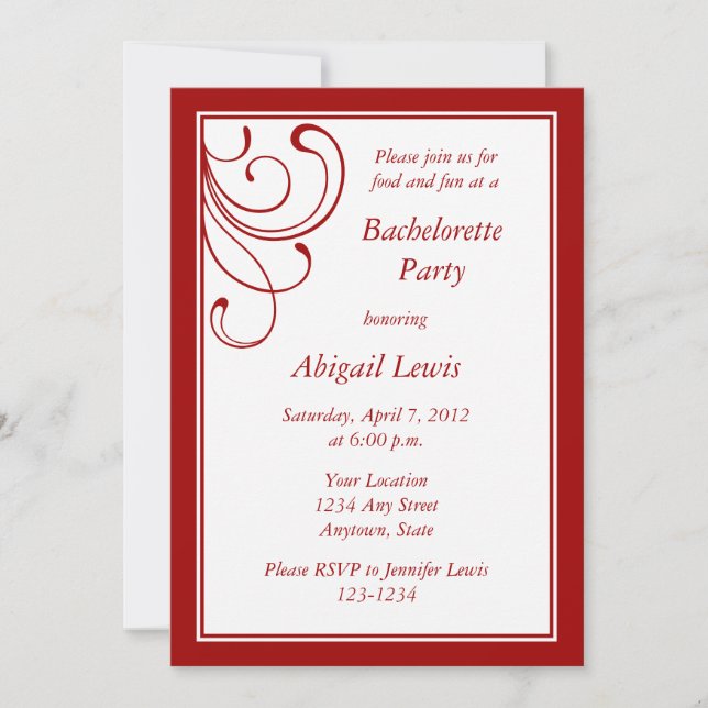 Invitations ou annonces personnalisées en rouge fo (Devant)