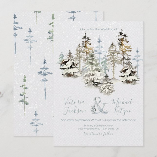 Invitations parfaites à mariage dans la forêt de n (Devant / Derrière)