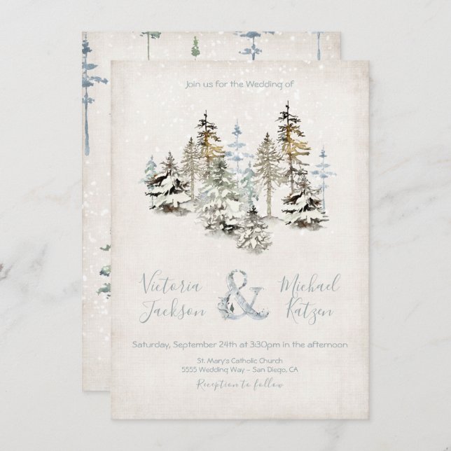 Invitations parfaites à mariage dans la forêt de n (Devant / Derrière)