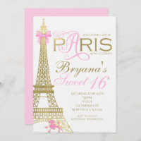 Invitations Paris Chic Elegant Pink & Gold Party