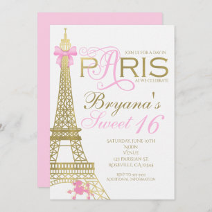 Invitations Paris Chic Elegant Pink & Gold Party