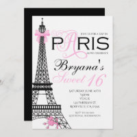 Invitations Paris Chic Elegant Rose & Black Party