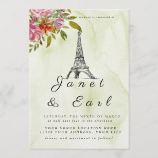 Invitations parisiennes de mariage de Tour Eiffel