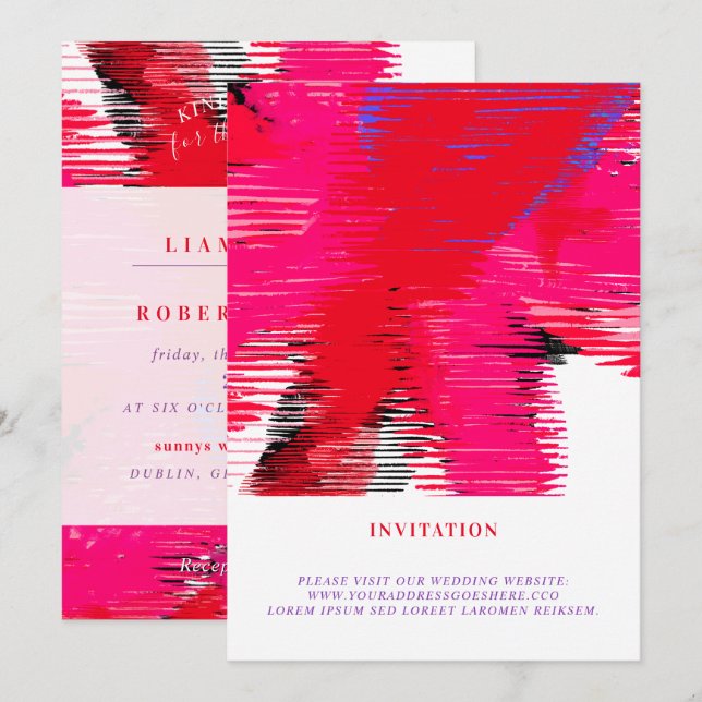 Invitations Passion Rouge Linéaire (Devant / Derrière)