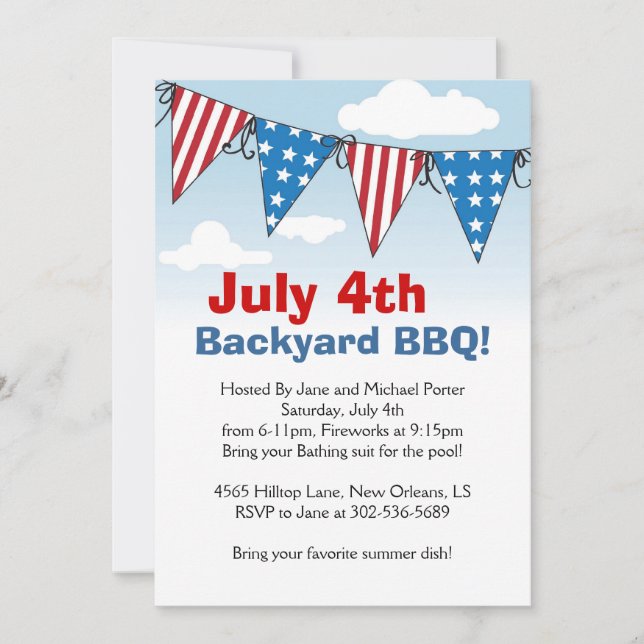 Invitations Patriotic Holiday Theme Party (Devant)
