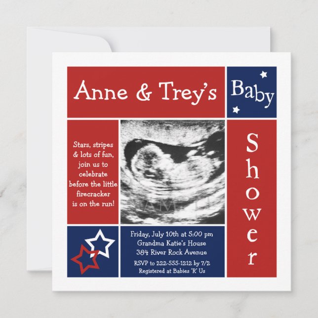 Invitations Patriotic Summer Baby Shower (Devant)