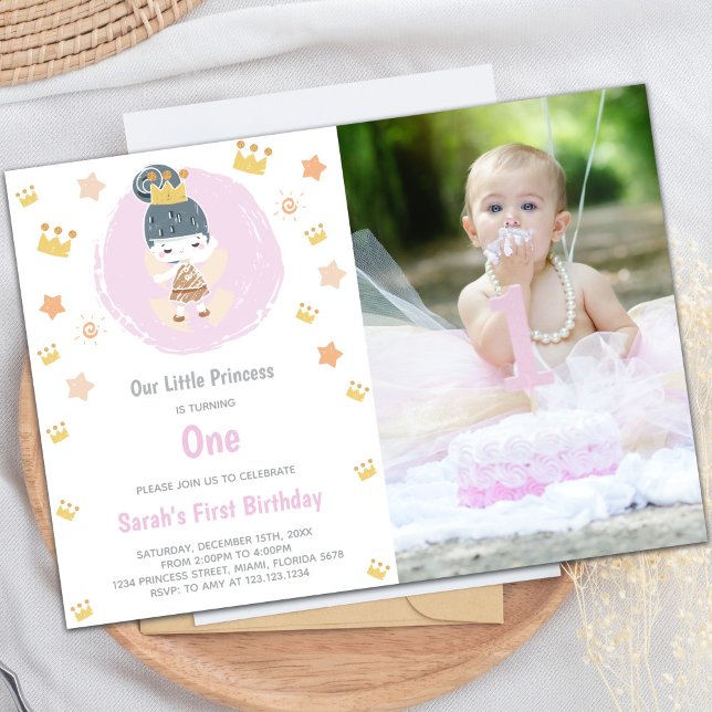 Invitations personnalisables de Royal Princess Par (Our Little Princess Birthday Invitations w photo)