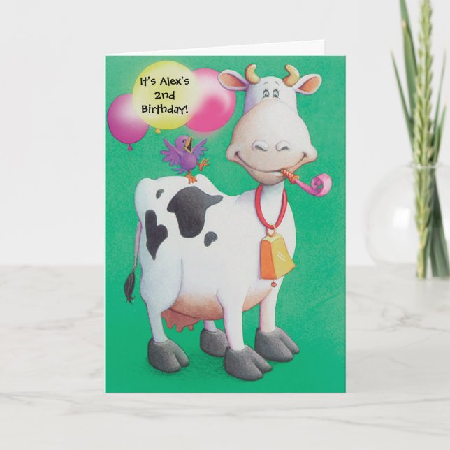 Invitations personnalisables de vache d'anniversai (Devant)