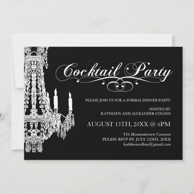 Invitations personnalisables en noir et blanc (Devant)
