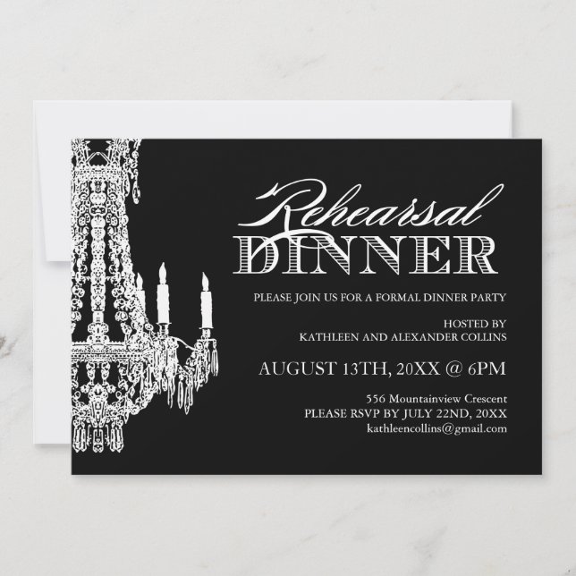 Invitations personnalisables en noir et blanc (Devant)