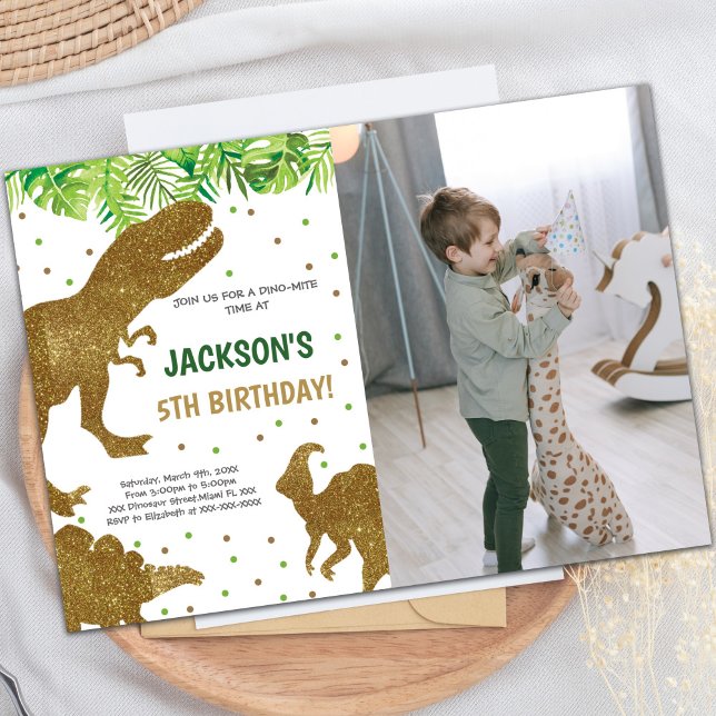 Invitations personnalisables pour les enfants (Dinosaur Birthday Invitations with photo)