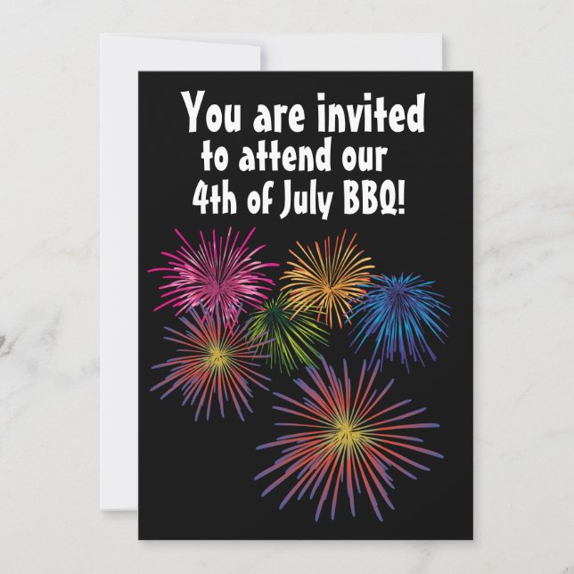 INVITATIONS PERSONNALISÉES 4 juillet FEU BBQ (Devant)