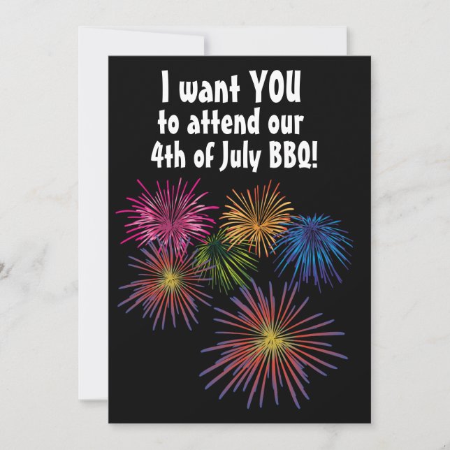 INVITATIONS PERSONNALISÉES 4 juillet FEU BBQ (Devant)