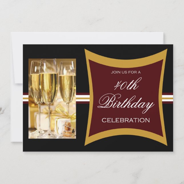 Invitations personnalisées à la fête du 40e annive (Devant)