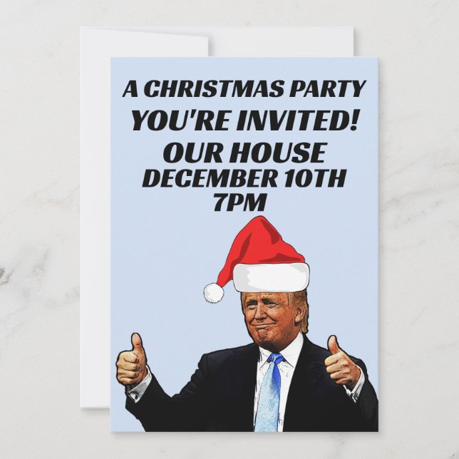 INVITATIONS PERSONNALISÉES AU PARTI DE NOËL TRUMP (Devant)