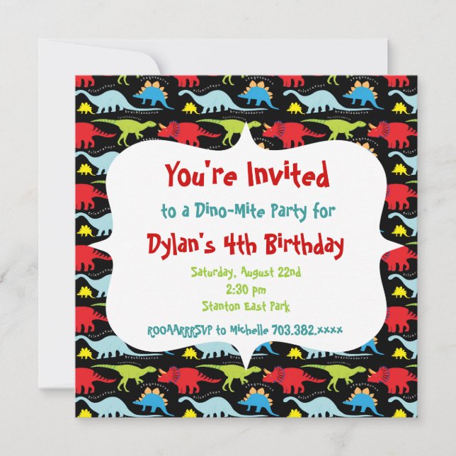 Invitations personnalisées Dinosaures Anniversaire (Devant)