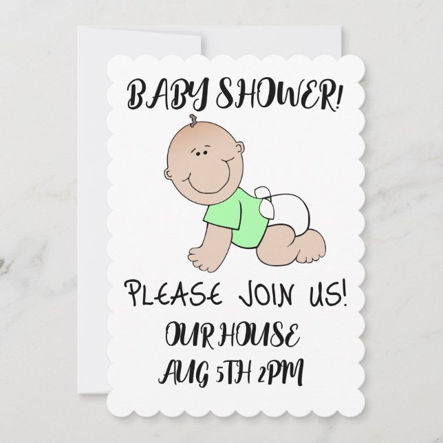 INVITATIONS PERSONNALISÉES DU SCRIPT CUTE baby sho (Devant)